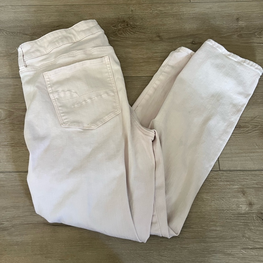 American Eagle Light Pink Jegging Crop Next Level Stretch Jeans Size 16
